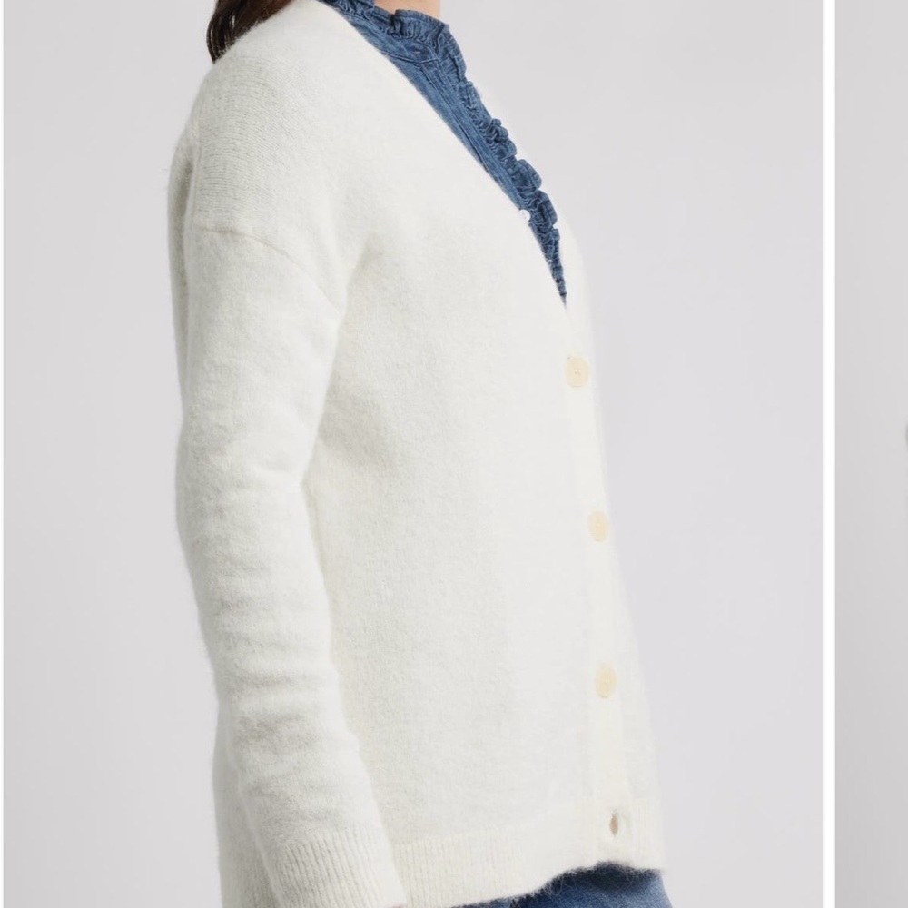 Alpaca blend Caslon Cream Button-Up Cardigan Sweater - Picture 2 of 6